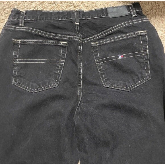 TOMMY HILFIGER Vintage 90s Straight Leg Black Denim Jeans Womens 14 L\33 - Picture 6 of 11